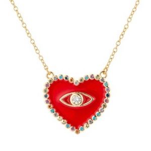 18K Goldplated Sterling Silver Cubic Zirconia Evil Eye Heart Pendant Necklace